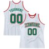 Custom White Kelly Green Pinstripe Kelly Green-Red Authentic Basketball Jersey