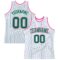 Custom White Kelly Green Pinstripe Kelly Green-Pink Authentic Basketball Jersey