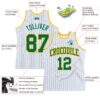 Custom White Kelly Green Pinstripe Kelly Green-Gold Authentic Basketball Jersey