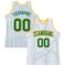 Custom White Kelly Green Pinstripe Kelly Green-Gold Authentic Basketball Jersey