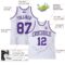 Custom White Purple Pinstripe Purple-Gray Authentic Basketball Jersey