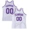 Custom White Purple Pinstripe Purple-Gray Authentic Basketball Jersey