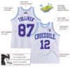 Custom White Purple Pinstripe Purple-Light Blue Authentic Basketball Jersey