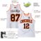 Custom White Brown Pinstripe Brown-Orange Authentic Basketball Jersey