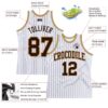 Custom White Brown Pinstripe Brown-Old Gold Authentic Basketball Jersey