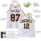 Custom White Brown Pinstripe Brown-Old Gold Authentic Basketball Jersey