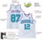 Custom White Teal Pinstripe Teal-Purple Authentic Basketball Jersey