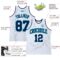 Custom White Teal Pinstripe Navy Authentic Basketball Jersey