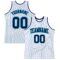 Custom White Teal Pinstripe Navy Authentic Basketball Jersey