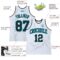 Custom White Teal Pinstripe Black Authentic Basketball Jersey