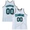 Custom White Teal Pinstripe Black Authentic Basketball Jersey