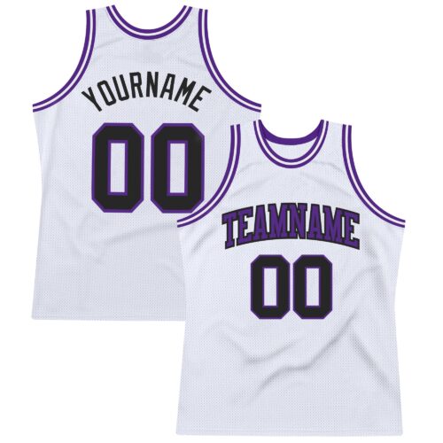 White1288 Custom White Black-Purple Authentic Throwback Basketball Jersey