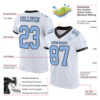 Custom White Light Blue-Black Mesh Authentic Football Jersey