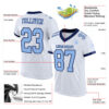 Custom White Light Blue-Navy Mesh Authentic Football Jersey