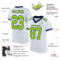 White1415-1 Custom White Neon Green-Navy Mesh Authentic Football Jersey