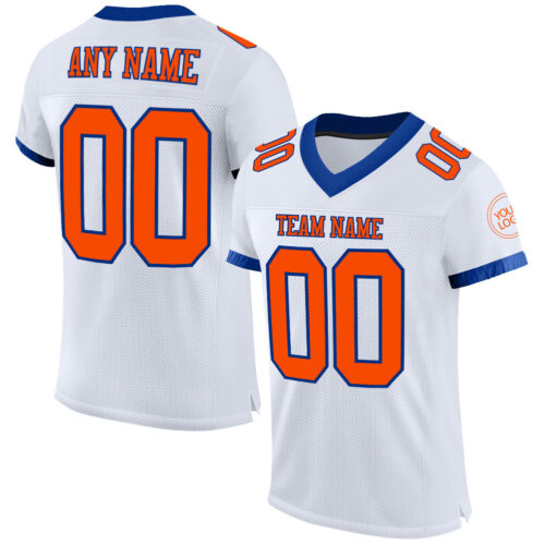 White1416 Custom White Orange-Royal Mesh Authentic Football Jersey