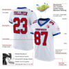 White1417-1 Custom White Red-Royal Mesh Authentic Football Jersey