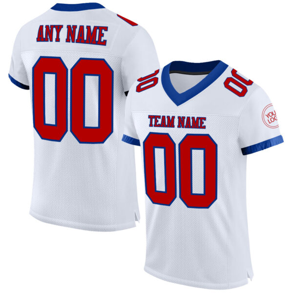 White1417 Custom White Red-Royal Mesh Authentic Football Jersey
