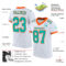 White1428-1 Custom White Aqua-Orange Mesh Authentic Football Jersey