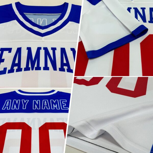 White1856-1 Custom White Red-Royal Authentic Football Jersey