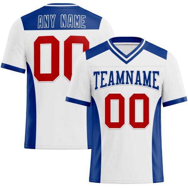 White1856 Custom White Red-Royal Authentic Football Jersey