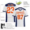 Custom White Orange-Navy Authentic Football Jersey