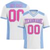 Custom White Pink-Light Blue Authentic Football Jersey