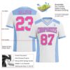 Custom White Pink-Light Blue Authentic Football Jersey