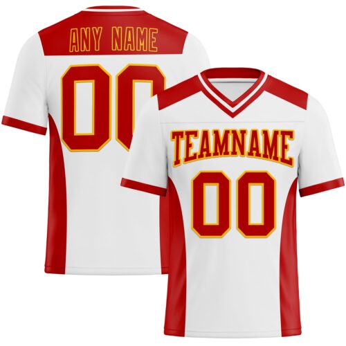 White1859 Custom White Red-Gold Authentic Football Jersey