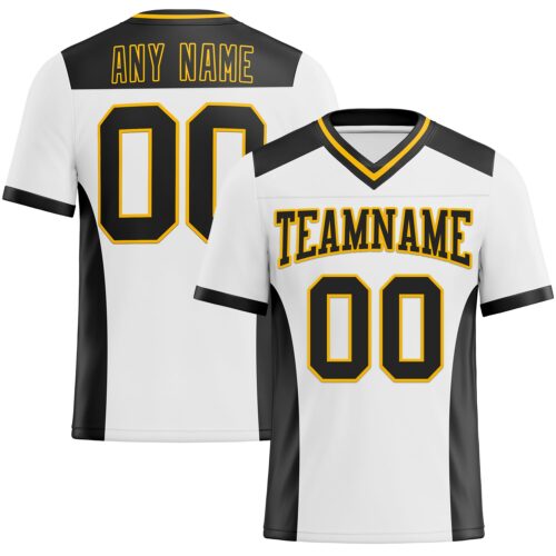 White1862 Custom White Black-Gold Authentic Football Jersey