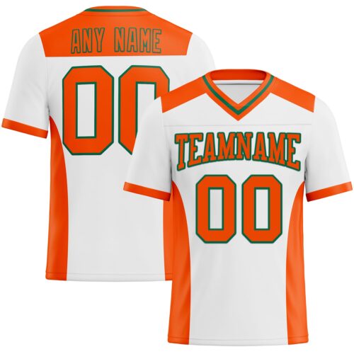 Custom White Orange-Kelly Green Authentic Football Jersey