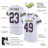 Custom White Purple-Neon Green Mesh Authentic Football Jersey