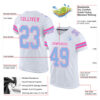 Custom White Light Blue-Pink Mesh Authentic Football Jersey
