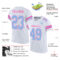 White2079-1 Custom White Light Blue-Pink Mesh Authentic Football Jersey