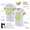 Custom White Pea Green-Orange Mesh Authentic Football Jersey