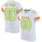 White2083 Custom White Pea Green-Orange Mesh Authentic Football Jersey