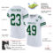 White2085-1 Custom White Green-Gray Mesh Authentic Football Jersey