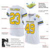 Custom White Yellow-Royal Mesh Authentic Football Jersey