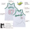 Custom White Light Pink-Kelly Green Authentic Throwback Basketball Jersey