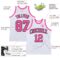 Custom White Pink-Black Authentic Throwback Basketball Jersey