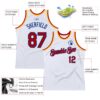Custom White Red Royal-Gold Authentic Throwback Basketball Jersey