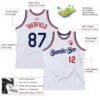Custom White Navy-Red Authentic Throwback Basketball Jersey