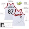 Custom White Black Gray-Red Authentic Throwback Basketball Jersey