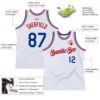 Custom White Royal-Red Authentic Throwback Basketball Jersey