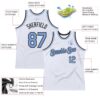Custom White Light Blue-Black Authentic Throwback Basketball Jersey