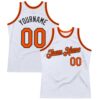 Custom White Orange-Black Authentic Throwback Basketball Jersey