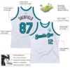 Custom White Teal-Black Authentic Throwback Basketball Jersey