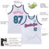 Custom White Teal Black-Pink Authentic Throwback Basketball Jersey