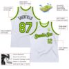 Custom White Neon Green-Black Authentic Throwback Basketball Jersey
