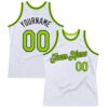 Custom White Neon Green-Black Authentic Throwback Basketball Jersey